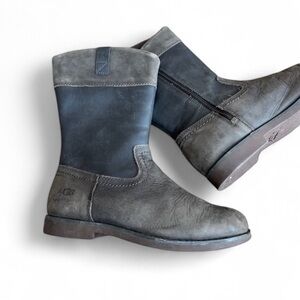 UGG Australia Kids Brown 1008798K Fern Leather Boots Size 4